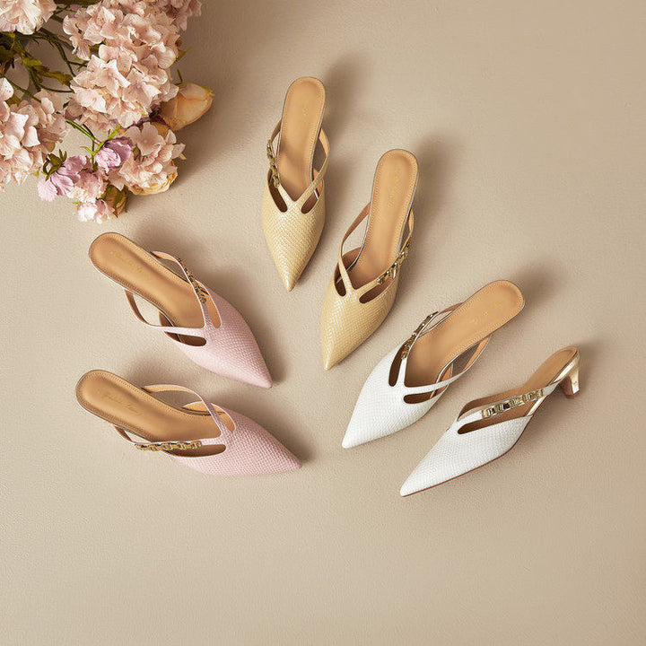 Ivory Genuine Leather Mules