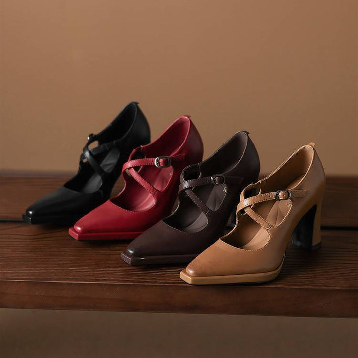Elva Genuine Leather Heels