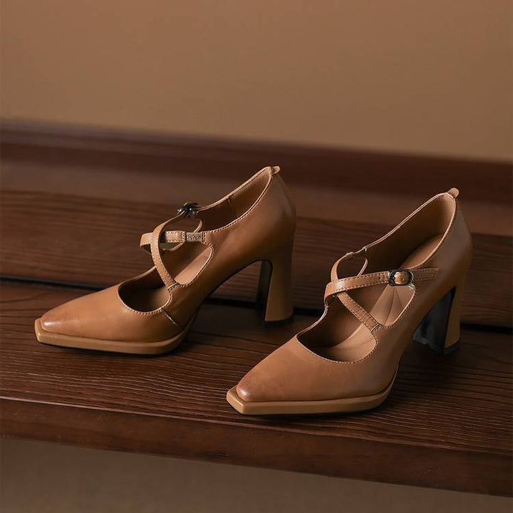 Elva Genuine Leather Heels