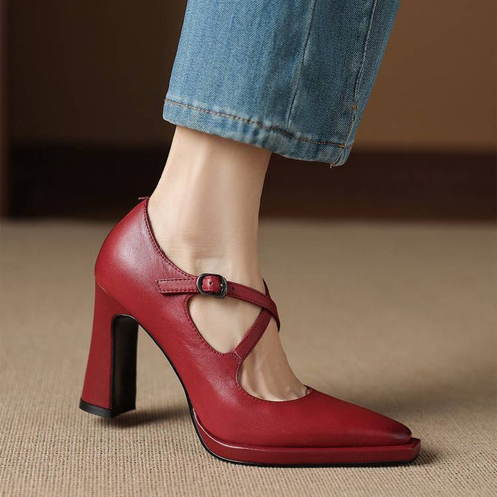 Elva Genuine Leather Heels