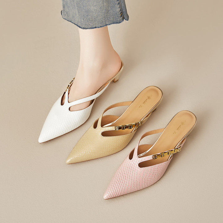 Ivory Genuine Leather Mules