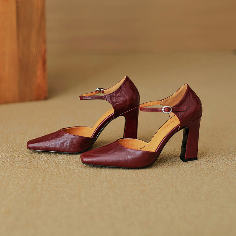 Velinia Genuine Leather Heels