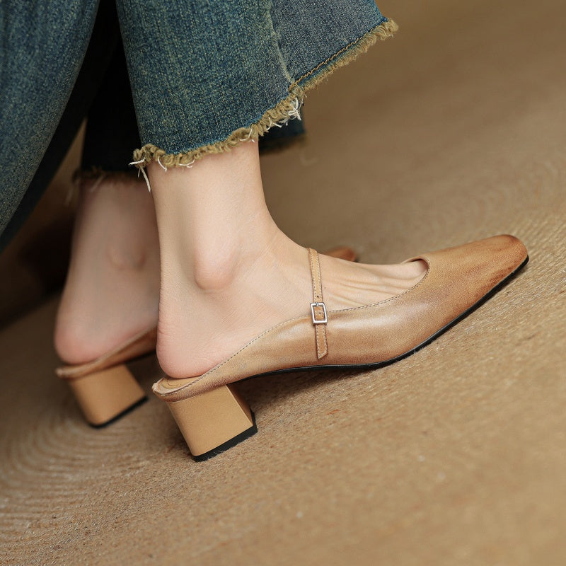 Rosaline Genuine Leather Mules