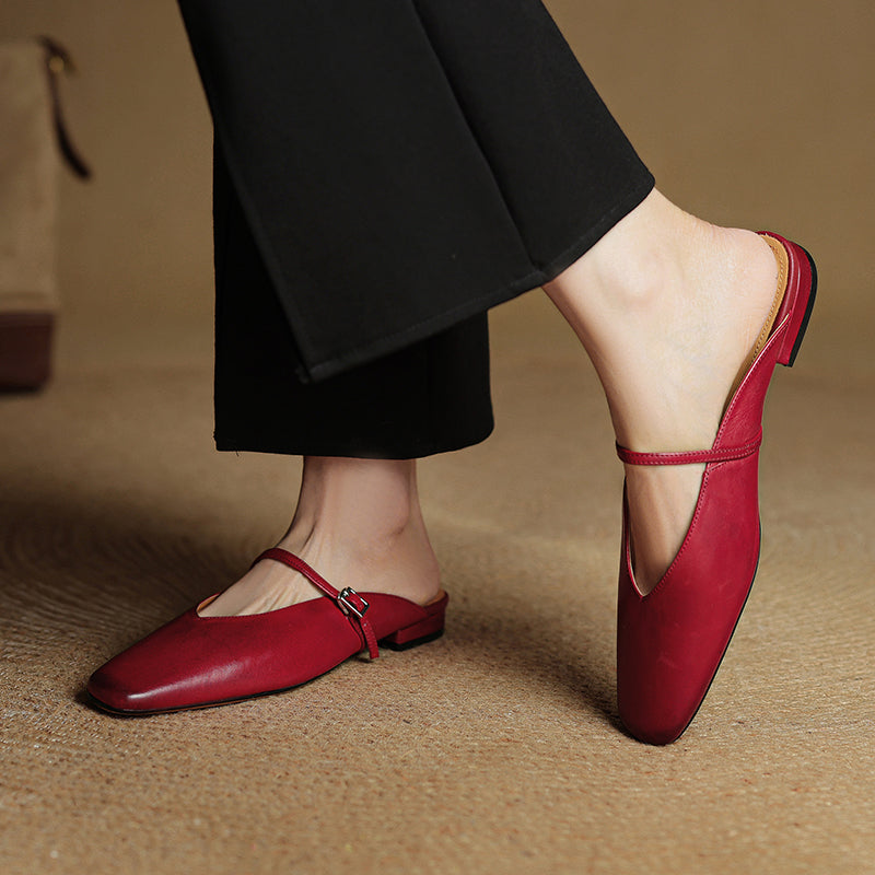 Virela Genuine Leather Mules