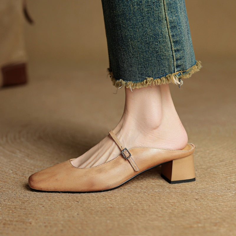 Rosaline Genuine Leather Mules