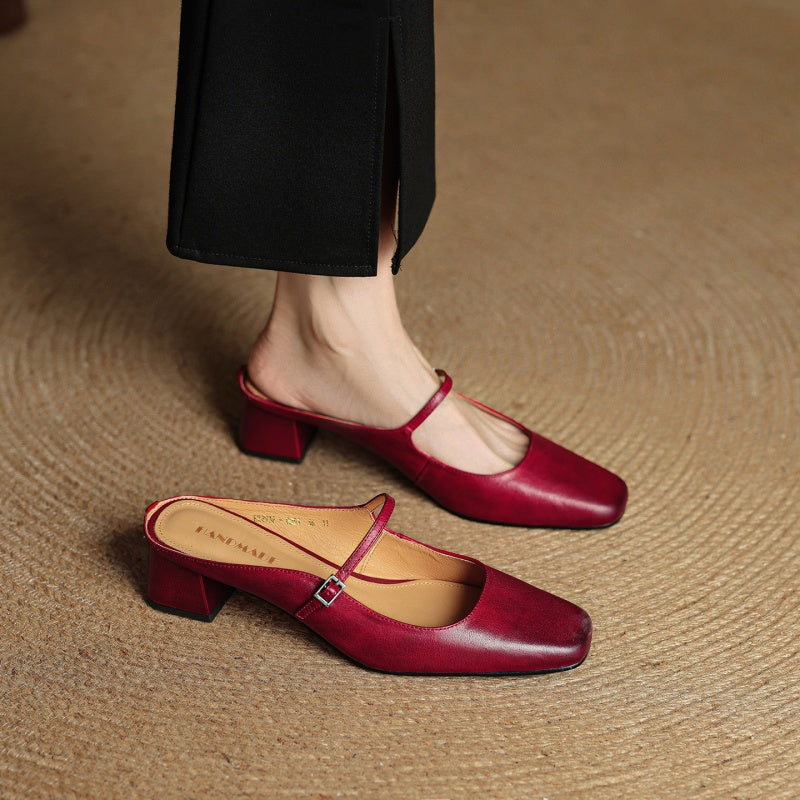 Rosaline Genuine Leather Mules