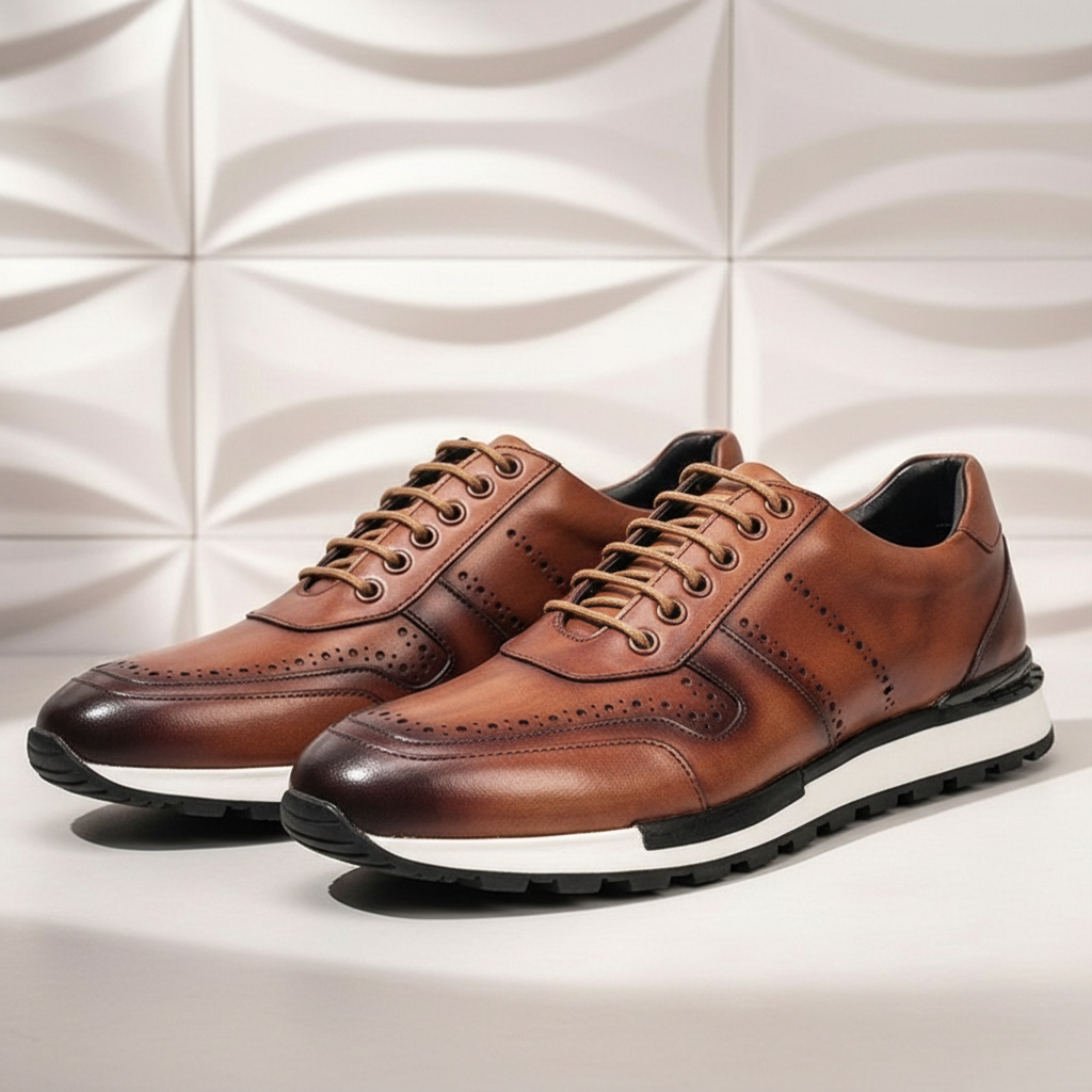 Fabio Cowhide Leather Sneakers