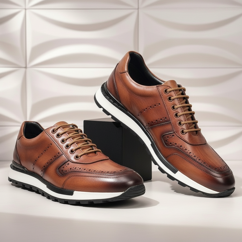 Fabio Cowhide Leather Sneakers