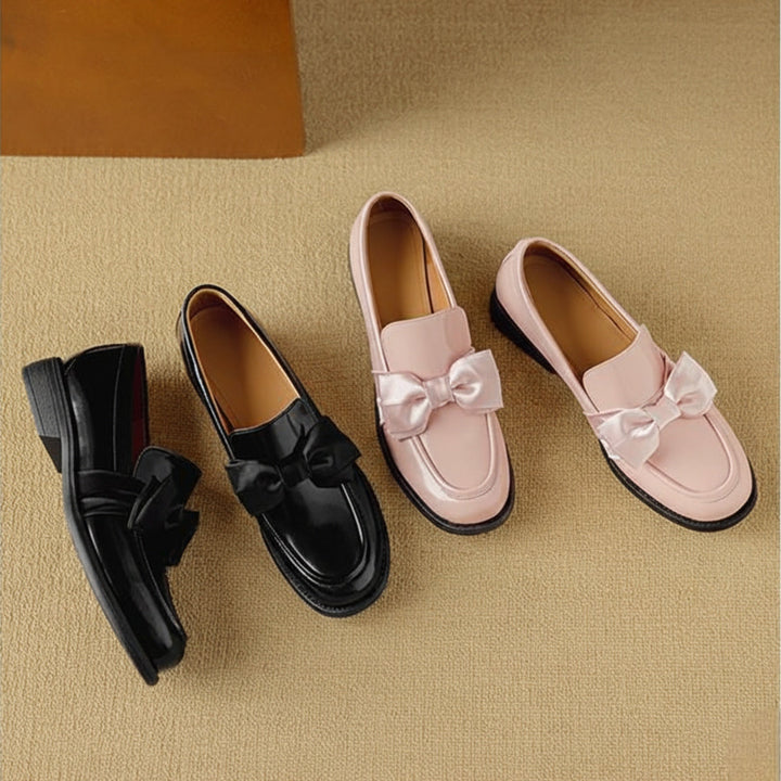 Noemi Genuine Leather Bow Loafers