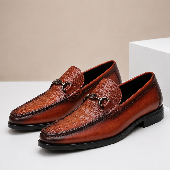Lucentaro Cowhide Leather Loafers