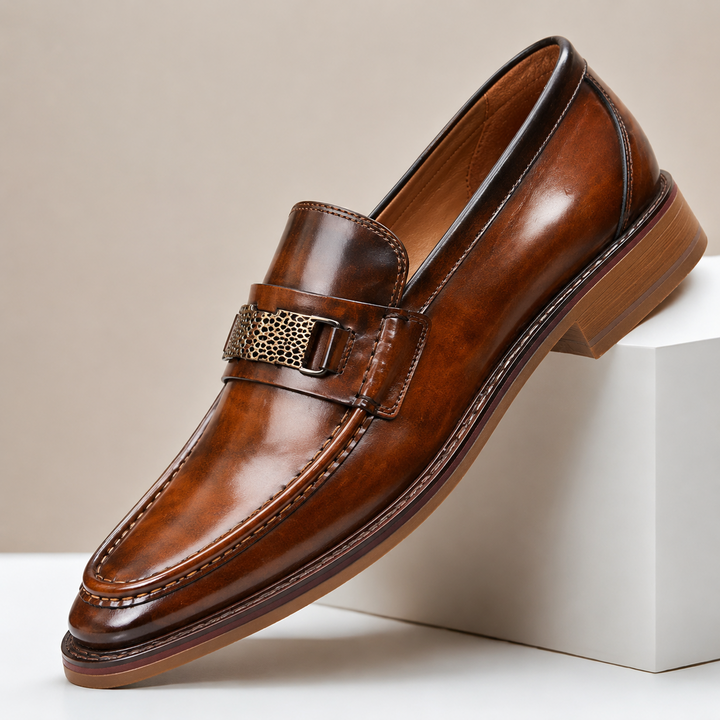 Lorviano Cowhide Leather Loafers