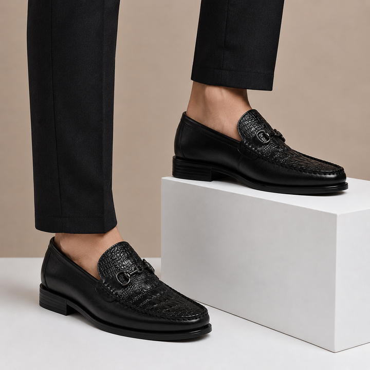 Lucentaro Cowhide Leather Loafers