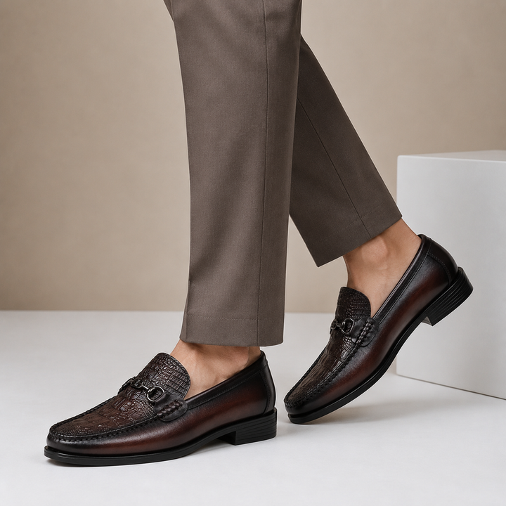 Lucentaro Cowhide Leather Loafers