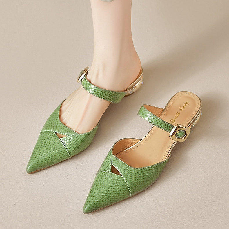 Veloura Genuine Leather Mules