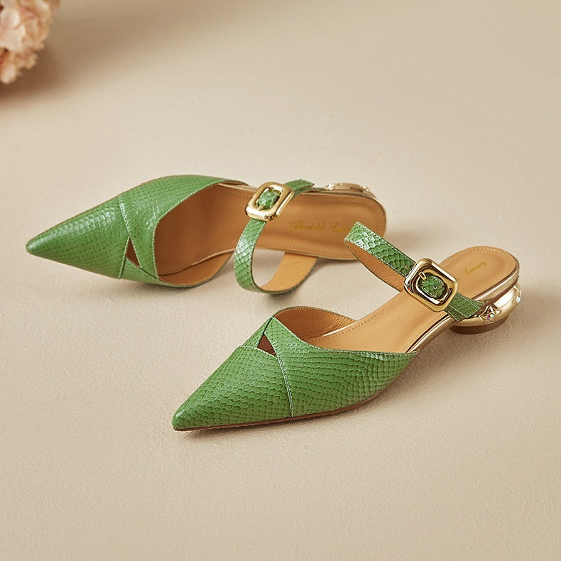 Veloura Genuine Leather Mules