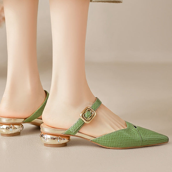 Veloura Genuine Leather Mules