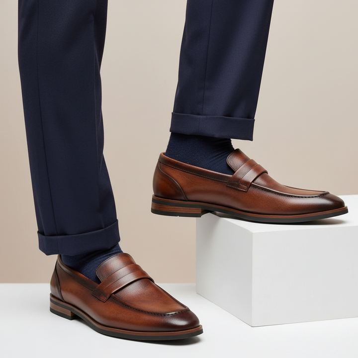 Alfero Cowhide Leather Loafers