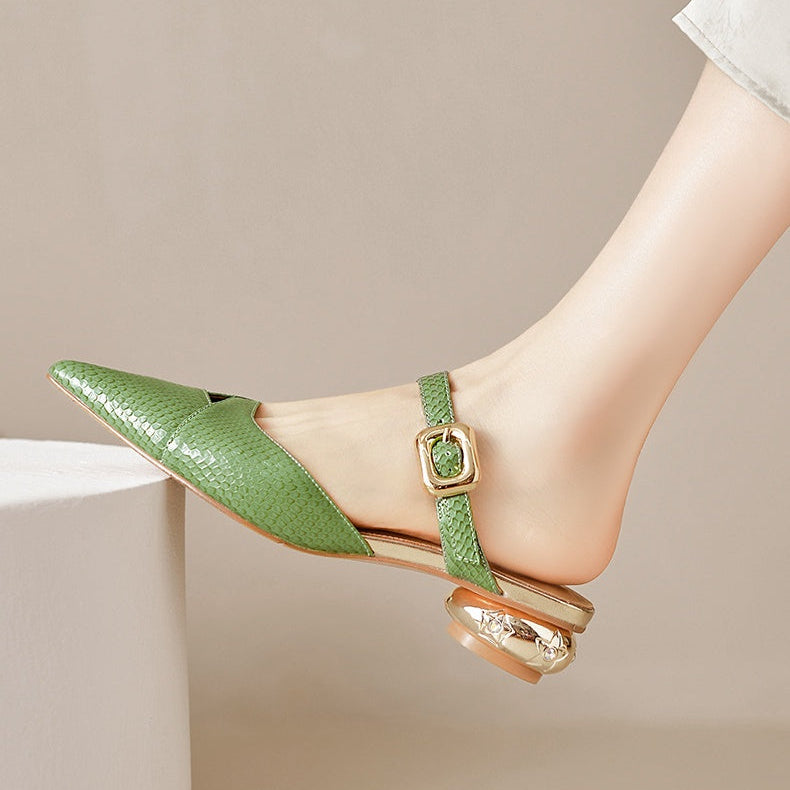 Veloura Genuine Leather Mules