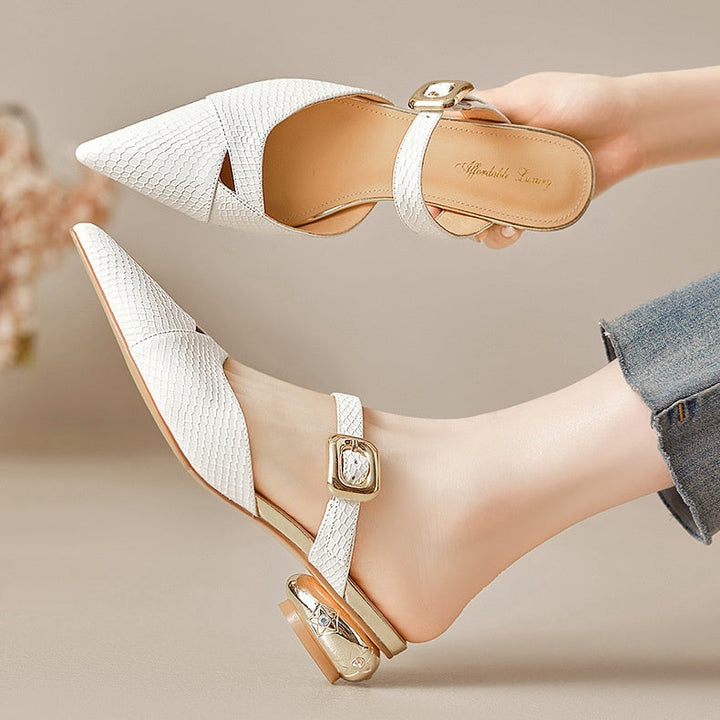Veloura Genuine Leather Mules