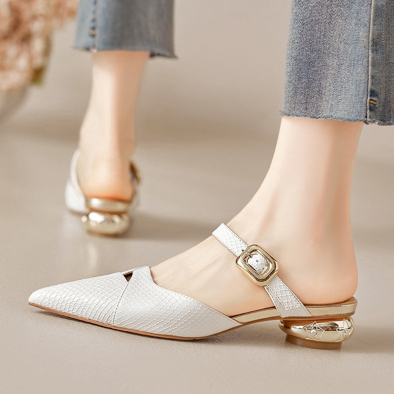 Veloura Genuine Leather Mules