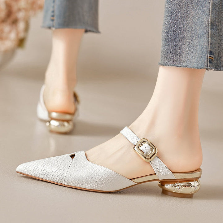 Veloura Genuine Leather Mules