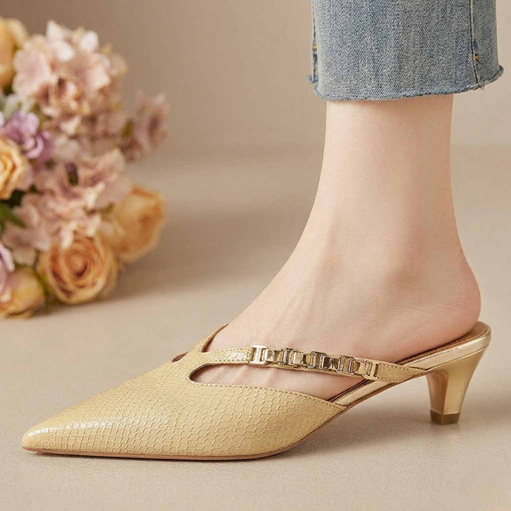 Ivory Genuine Leather Mules